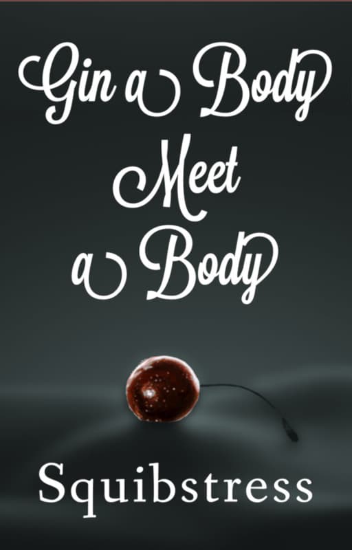 Closeup of a ripe cherry resting on someone's belly. Title: Gin a Body Meet a Body, by Squibstress.