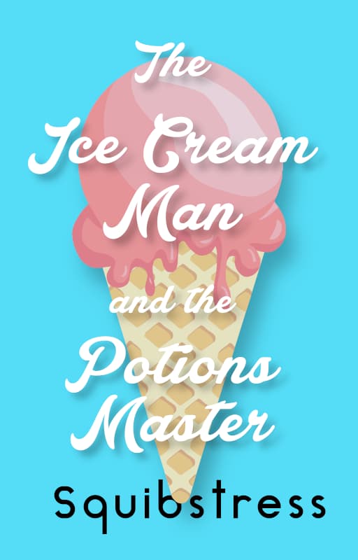 Ice Cream Cone with pink scoop of ice cream. Title: The Ice Cream Man and the Potions Master, by Squibstress